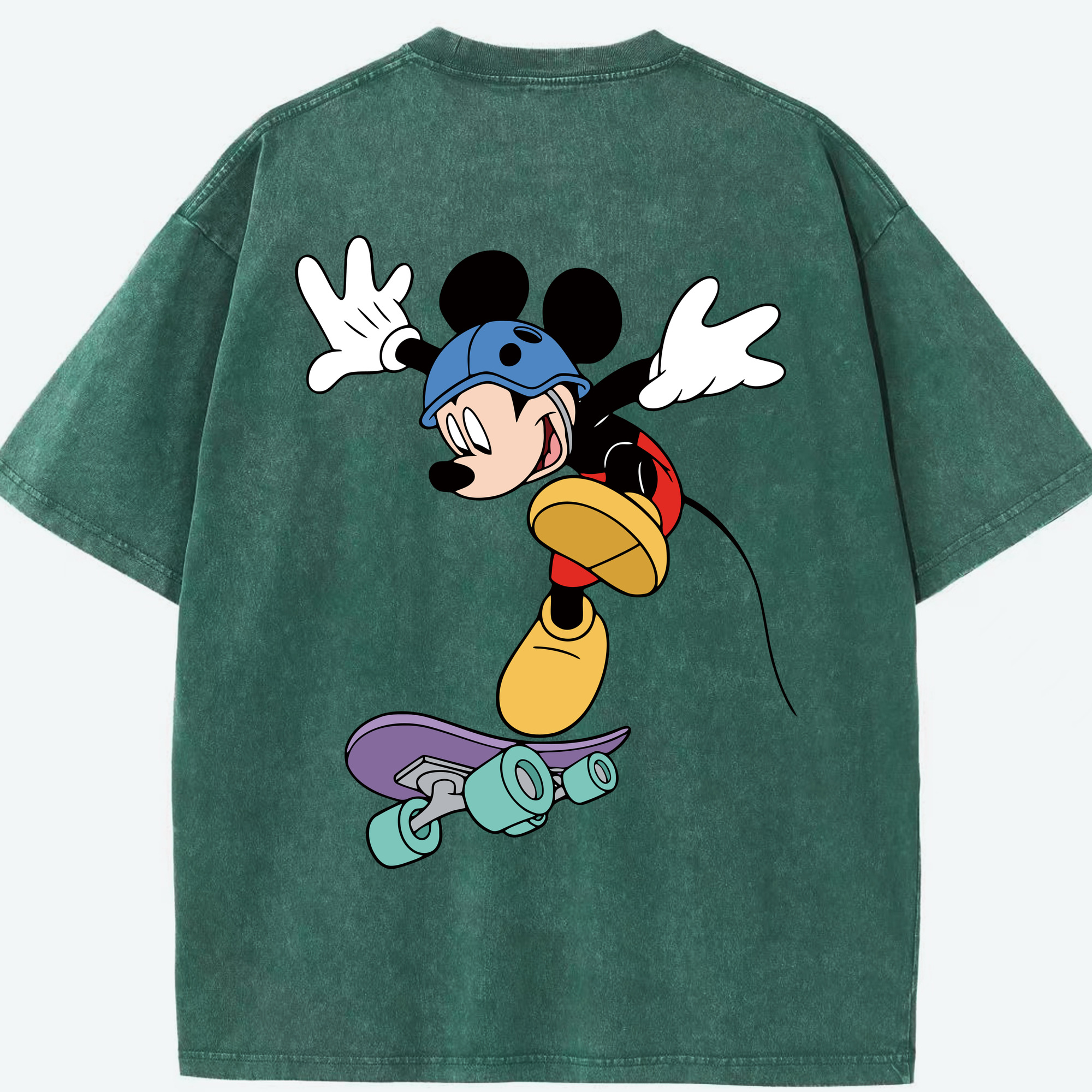 （画像用） ミッキーマウス Mickey Mouse 綿100% ヴィンテージ風 半袖Tシャツ（背面プリント）